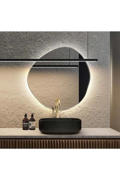 Toprak dekor 60 Cm Ledli Ayna Banyo Aynası Asimetrik Ayna