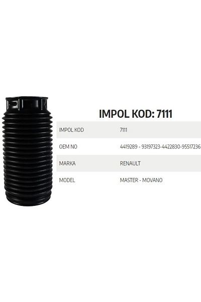 İthal Shock Absorber Dust Bellow Renault Master-Movano 4419289 93197323 4422830 95517236 Sot