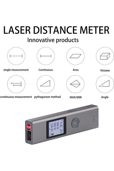 m.tk moveteck Lazer Metre Dijital Mesafe Ölçer 40M Hacim Ölçer Pisagor Modu LCD Ekran Lazerli Mesafe Ölçüm Cihazı