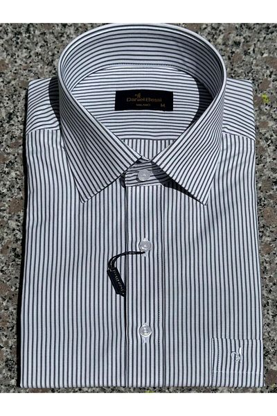 Daniel Bessi Men's Shirt - Striped, Regular Fit, Short Sleeve and Pocket
