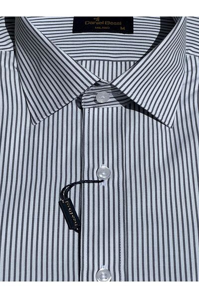 Daniel Bessi Men's Shirt - Striped, Regular Fit, Short Sleeve and Pocket