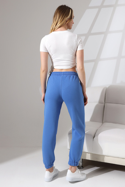 Endies ΜΠΛΕ 21629 - Χτενισμένο βαμβακερό ριχτάρι, ελαστική φόρμα ποδιών