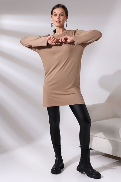 Endies Long Sleeve Slit Crew Neck Lycra Tunic 20398 Büskivi