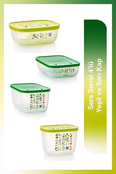 Tupper 4-Piece Greenhouse Series Green and Yellow Fresh fruit and vegetables for a long time