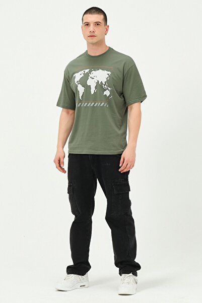 Owut Collection Ανδρικό μπλουζάκι με στάμπα χακί χάρτη