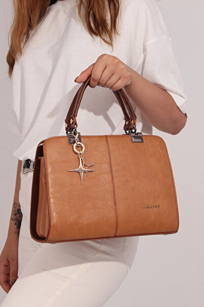 By Hakan MİAMİ POLO 1188 - حقيبة يد نسائية ذات 3 أقسام بلون أسمر