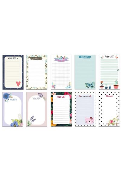 Bubu TO DO LIST Memo Pad - 10 قطع 8.5x14 سم 96 ورقة