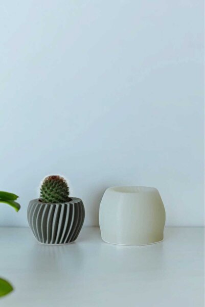 Milinza Desenli Saksı Silikon Kalıbı, Beton Harcı, Taş Tozu , Alçı Döküm Kalıbı