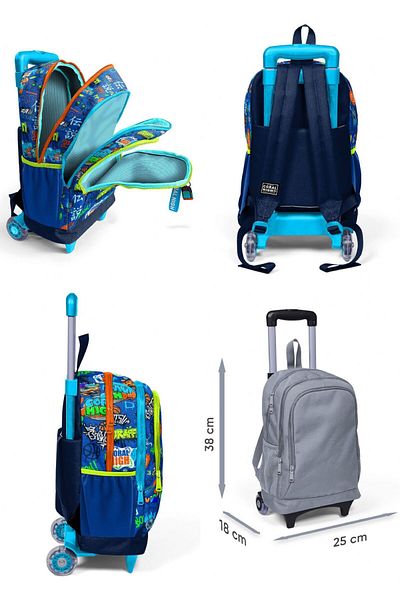 Coral High Saks Graffiti Triple Squeegee Lighted Wheeled Bag Set for Boy