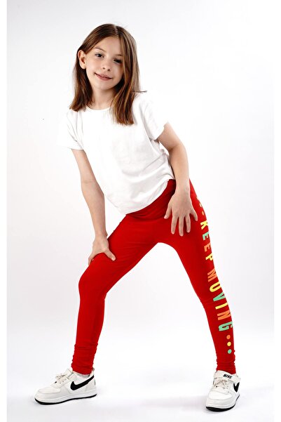 Lovella Colanți lungi roșii pentru fete - bumbac și lycra