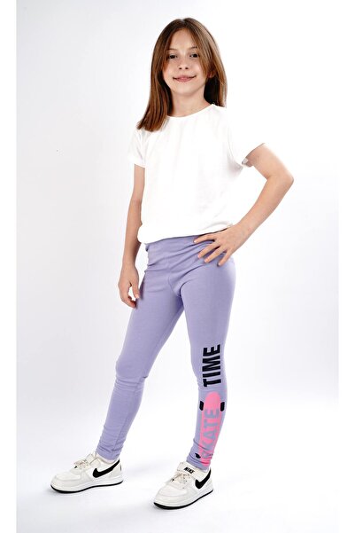 Lovella Μακρύ κολάν για κορίτσια από λιλά βαμβακερό Lycra