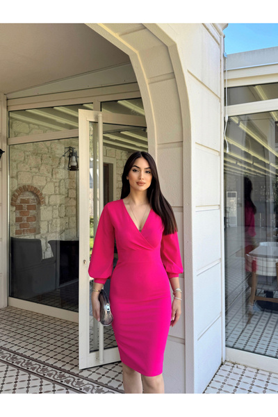 Sindimoda Kruvaze Yaka Boy Kalem Elbise