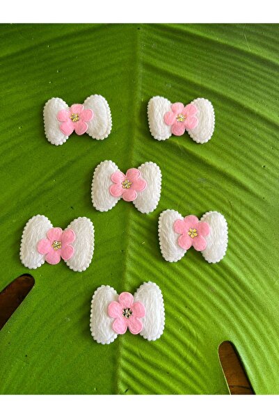 Gönülden Tasarım 6 τμχ 4x3cm Ροζ ανάγλυφο Φιόγκος Απλικέ Αξεσουάρ ραπτικής
