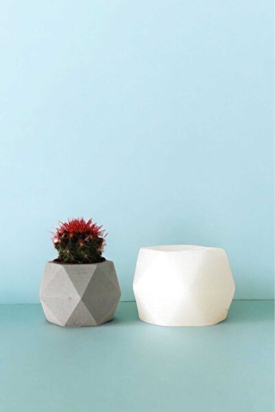 Milinza Prizma Saksı Silikon Kalıbı, Beton Harcı, Taş Tozu , Alçı Döküm Kalıbı