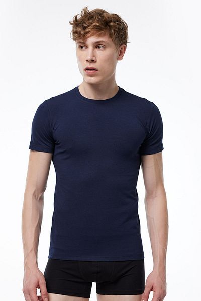 Malabadi Ανδρικό σώμα Navy Blue - Στρογγυλή λαιμόκοψη, κοντό μανίκι, Modal 030