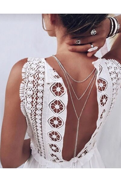 TakıConcept Gümüş Renk Şık Sırt Kolyesi