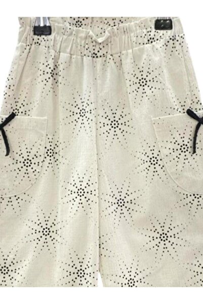 Çikoby Patterned Wide Leg Girl's Trousers - Elastic Waist