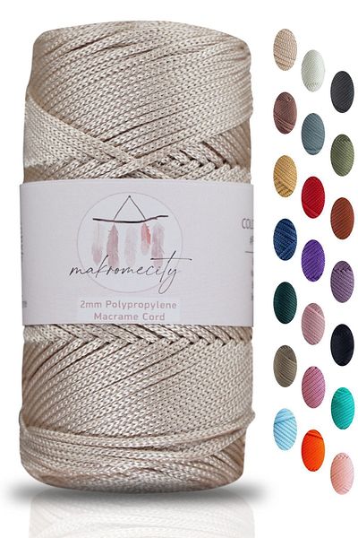 Makromecity Premium 100 gr 120m Πολυεστερικό νήμα Macrame Milk Coffee 2mm Σχοινί φορτιστή και κλωστή τσάντας