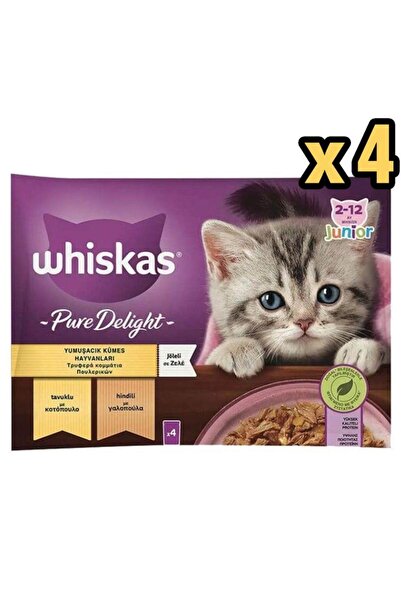 Whiskas Pouch Güveç Eti Çeşitli Yavru Kedi Konservesi 85gr 4 lü Paket x 4 Adet