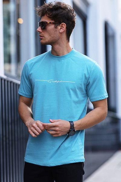 aziso Ανδρικό μπλουζάκι Grateful Printed - Regular Fit, 100% βαμβάκι, Crew Neck