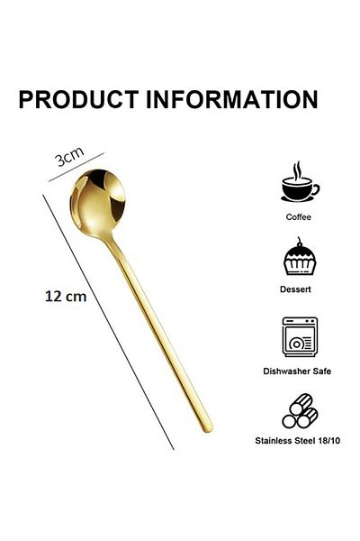 Demir Çeyiz DMR life Madrid - Titanium Gold Set of 2 Tea - Coffee Spoons (2 PCS)