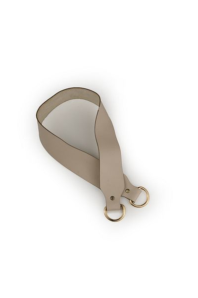 Prestij Boncuk Gold Colored Cream Leather Bag - Double Metal Handle