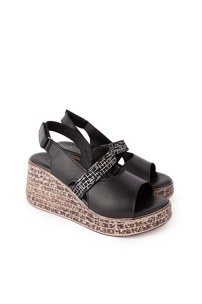 Gondol Women's Genuine Leather Wedge Heeled Daily Sandals Elnr.549