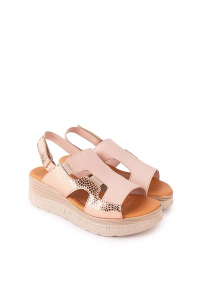 Gondol Genuine Leather Women's Sandals - Wedge Heel, Comfortable Daily, iz.9707