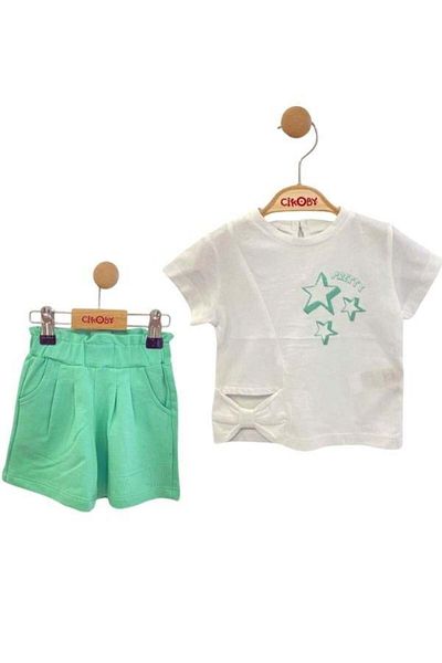 Çikoby Star Printed Baby Girl Shorts Set