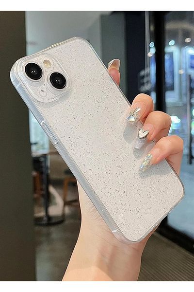 GAGA ELEKTRONİK 2mm Transparent Glitter Yellowing and Shockproof Case for iPhone 13