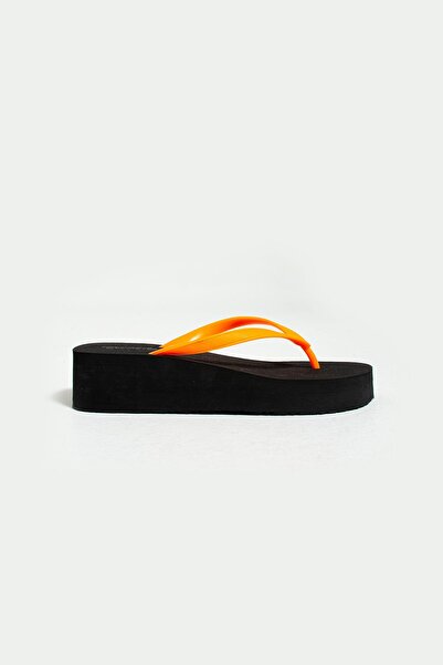 Bermody Παντόφλες παραλίας πισίνας Pamela Orange Platform Flip Flops Pvc δεν πονάει