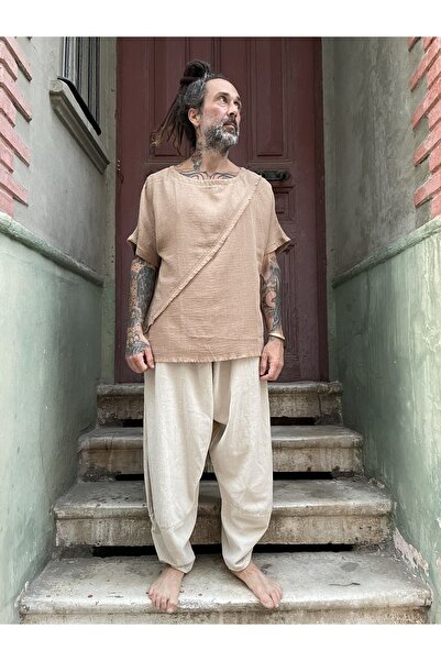 Bohoyasam Unisex Bohem Lastik Bel Pantolon, Rahat Pantolon, Yoga Pantolonu, Şalvar, Pamuklu Şalvar,