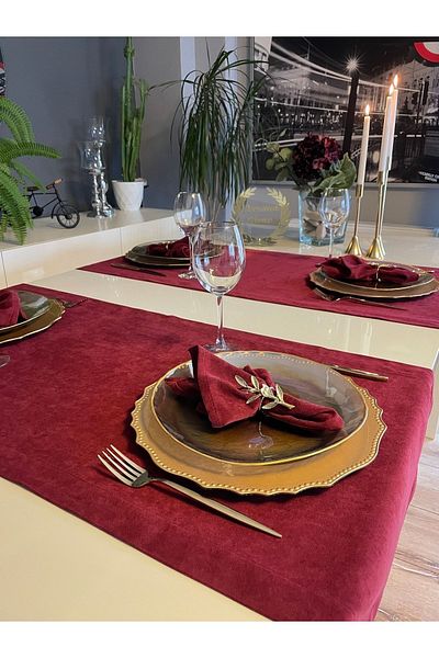 Decamor home Velvet Textured Worry-Free Burgundy Runner 1 Piece