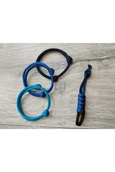 PARACORD DÜNYASI 3'lü Genişlik Ayarlı Kalın Ip Bileklik Anahtarlık Seti 4mm Paraşüt Ipi