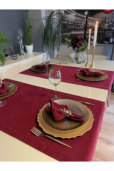Decamor home Velvet Textured Worry-Free Burgundy Runner 1 Piece