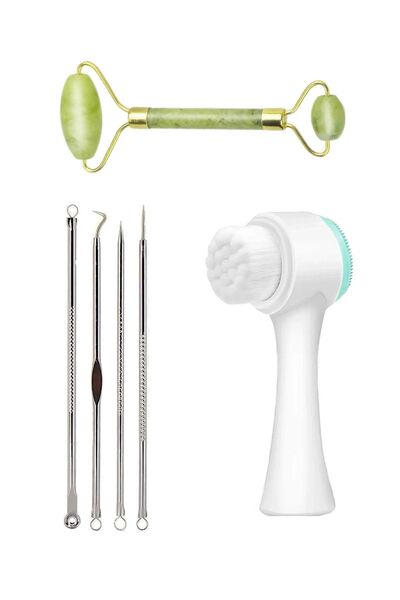 Nofella مجموعة العناية المكونة من 3 قطع؛ فرشاة تنظيف الوجه + 4 قطع كوميدون فض...