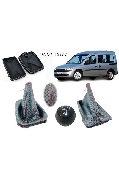 Vts Körük For Opel Combo C Gear Shift Gaiter+Handbrake Gaiter+Gear Shift Knob Perforated Leather Black Stitching