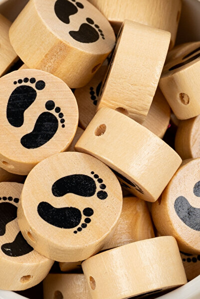 LANDOFACCESSORY 5 Pieces of Quality Raw Wood Object - Pacifier Chain and Keyc...
