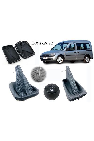 Vts Körük For Opel Combo C Gear Shift Gaiter+Handbrake Gaiter+Gear Shift Knob Perforated Leather Black Stitching