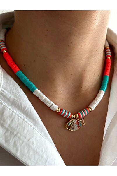 HERCY Women's Fish Colorful Fimo Necklace