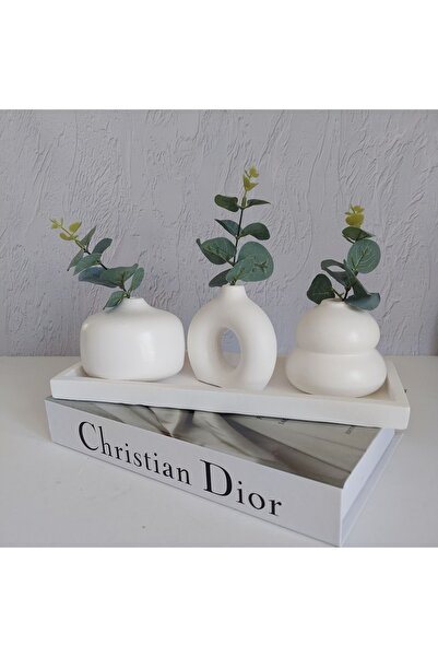 ATÖLYEM BURADA Dikdörtgen tabanlıklı 3lü vazo set
