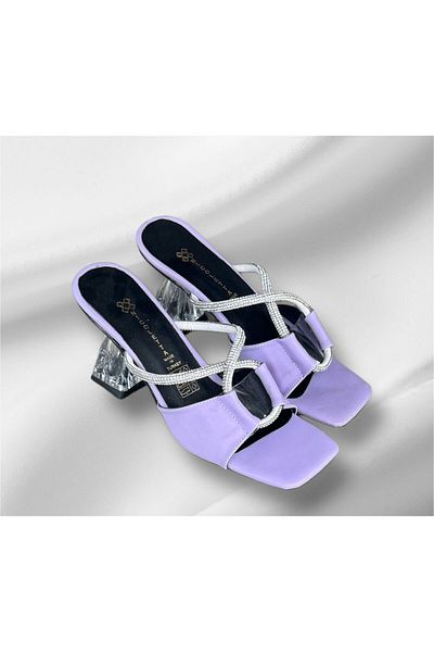 Serra Lilac and Powder Transparent Women's Heeled Slippers - Trend