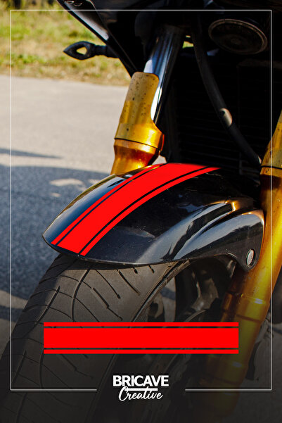 Bricave Düz Şerit Motosiklet Çamurluk Etiket Sticker 5,5x34cm
