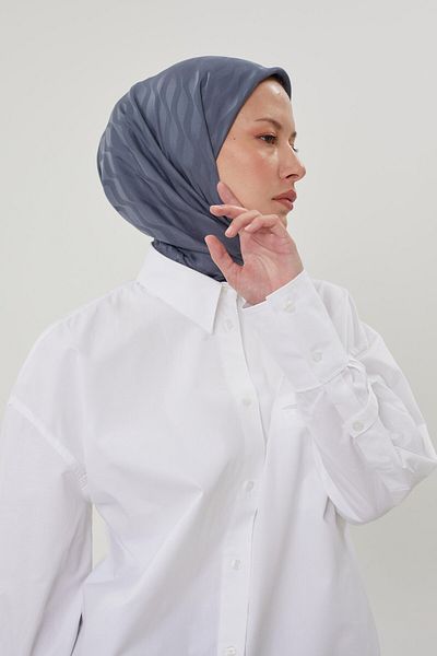 Madame Polo Smoked Pattern Silky Jacquard Nova Scarf Wave - Simple and Stylish