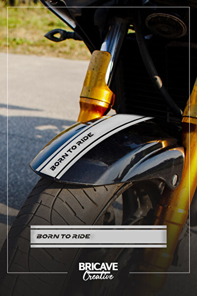 Bricave Born to Ride Şerit Motosiklet Çamurluk Etiket Sticker 5,5x34cm