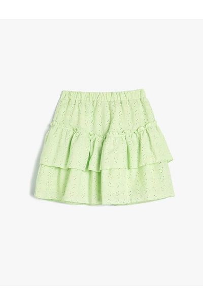 Koton Kids Minirock für Mädchen - gewellt, elastische Taille und mehrlagig