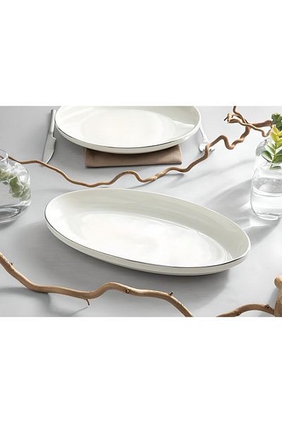 porselenden Set de farfurii de prezentare pentru caiac, argintiu, modern, 2 piese, 30 cm, porțelan, crem