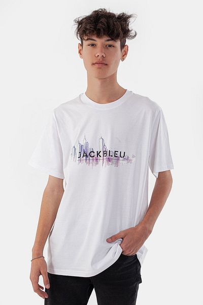 meditroia Jack Bleu Printed Crew Neck 100% βαμβακερό μπλουζάκι Newyork Printed Tshirt986
