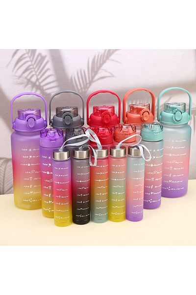 Rossel Premium Motivational Self-Seal Leak-Proof Set of 3 Water Bottle Water Bottle Water Bottle 2lt 900ml 300ml