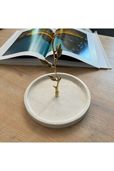 LİSPERA Marble Colored Leaf Apparatus Presentation and Snack Bowl Set - Jewelry Stand